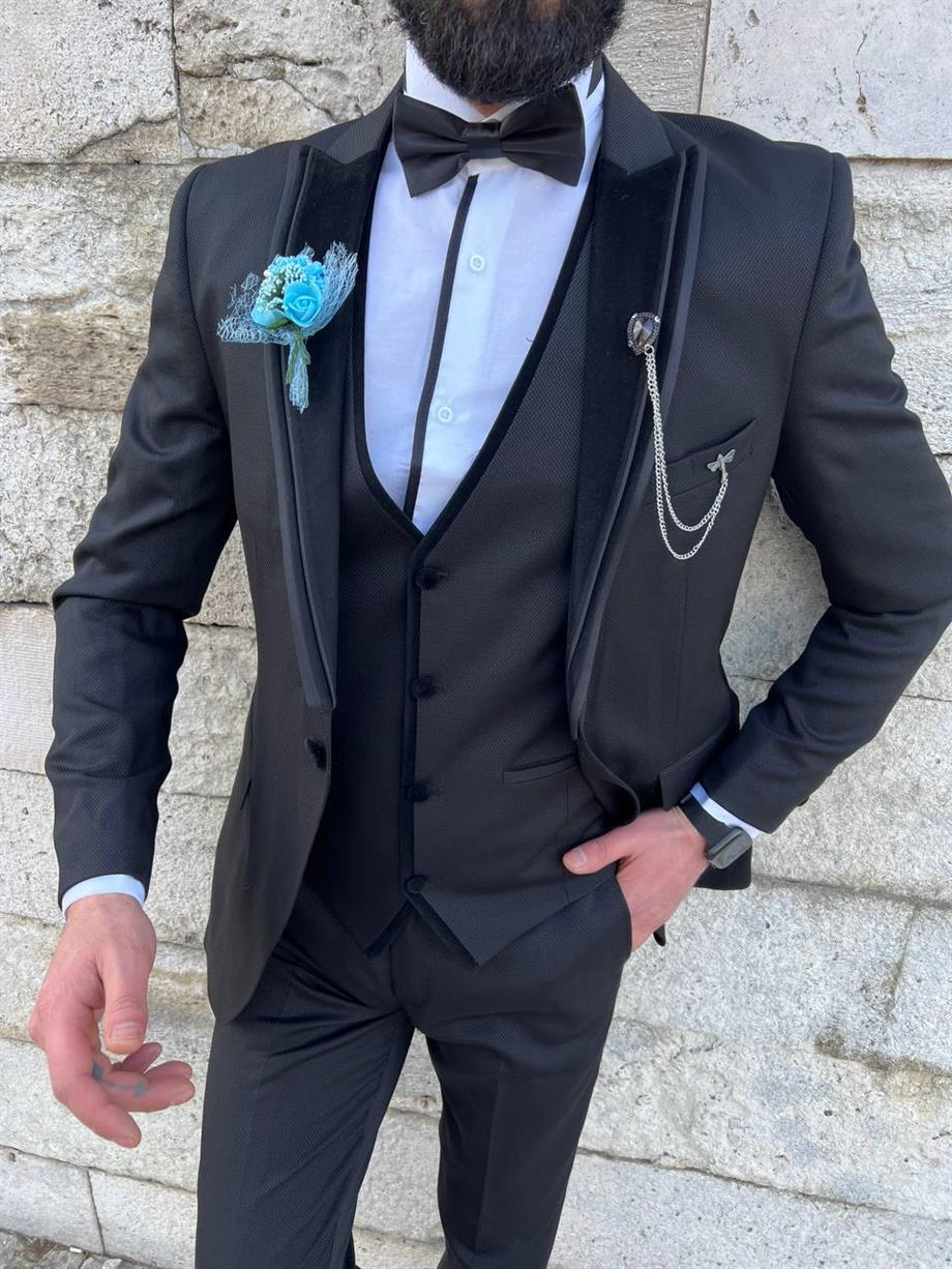 Groom's Suit Italian Cut Slim Fit Black SD3436