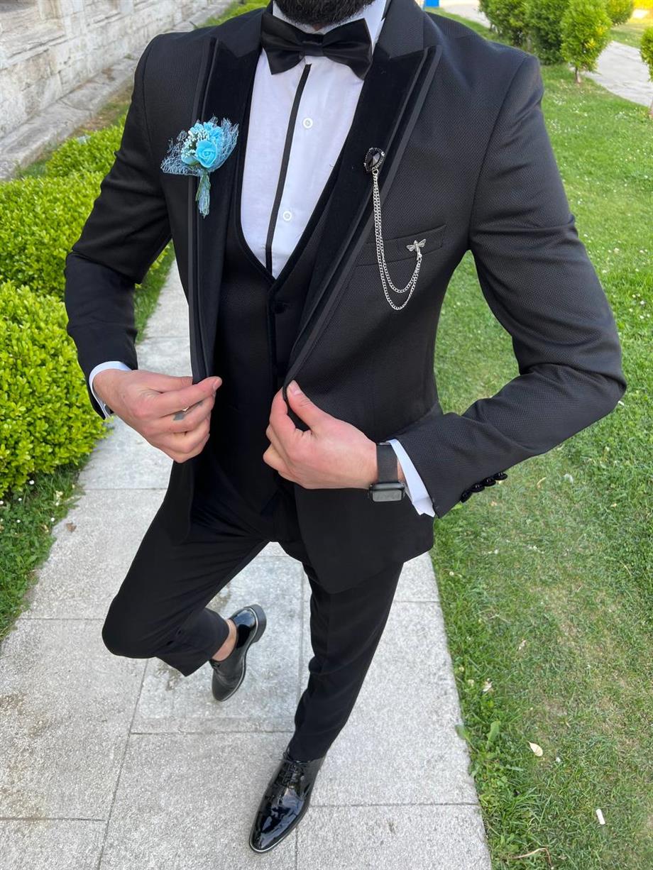Groom's Suit Italian Cut Slim Fit Black SD3436